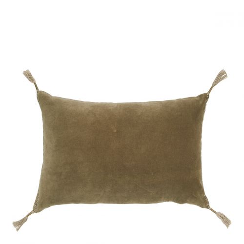 Housse De Coussin MATTEO En Velours De Coton Et Lin Taupe 60 X 40