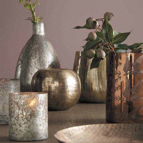 Photophore vase Éden doré antique mat