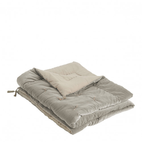 Courtepointe MATTEO velours et lin - Gris