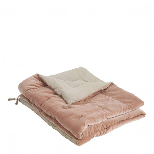 Courtepointe MATTEO velours et lin - Rose
