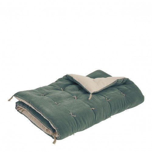 Futon MATTEO en velours de coton et lin - Céladon
