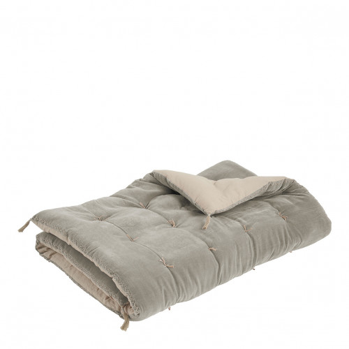 MATTÉO Futon in cotton velvet and linen - 180 x 80 cm - Gray