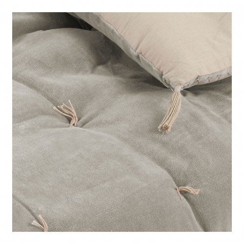 MATTÉO Futon in cotton velvet and linen - 180 x 80 cm - Gray