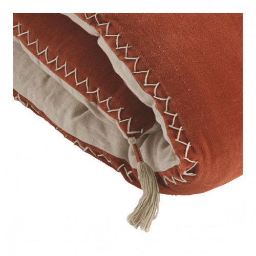 Futon MATTÉO en velours de coton et lin - 180 x 80 cm - Orange brûlé