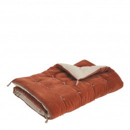Futon MATTEO en velours de coton et lin - Orange brûlé