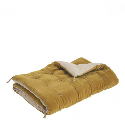 MATTÉO Futon in cotton velvet and linen - 180 x 80 cm - Saffron