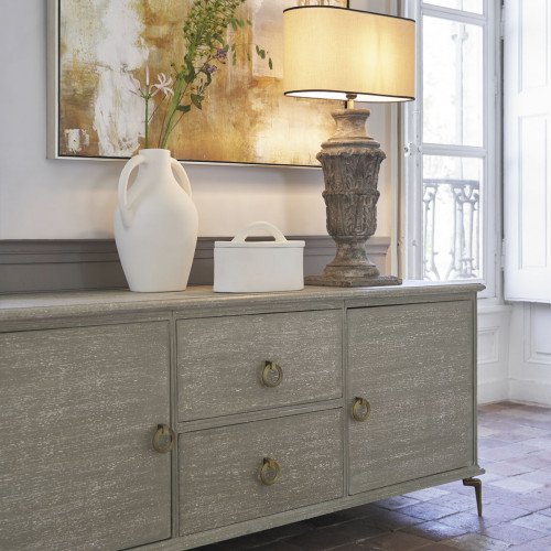 Abat-jour ovale beige bordé noir