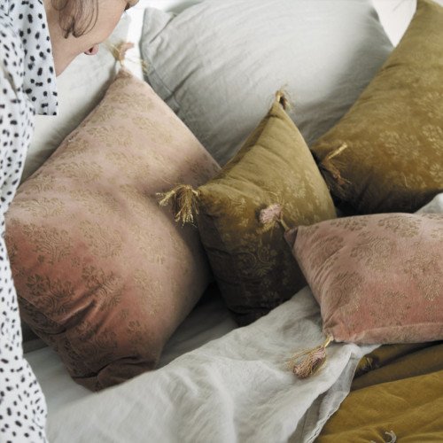 Coussin AURORE velours - Bronze et doré