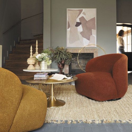 Fauteuil tournant LISETTE bouclette - Curry