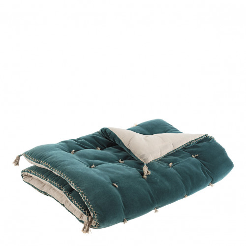 Futon MATTÉO en velours de coton et lin - 180 x 80 cm - Pétrole