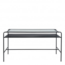 ERNEST black metal desk with glass top