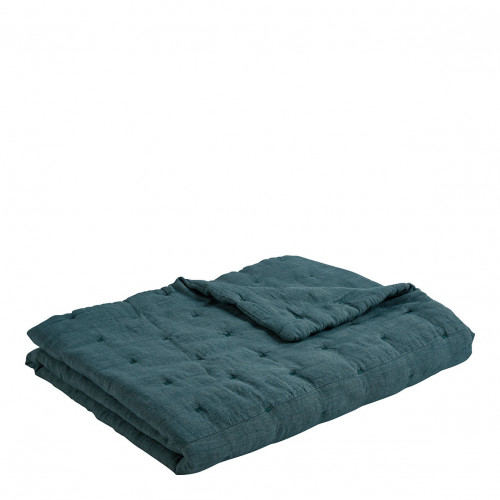 CHLOÉ Bedspread in Washed Linen - 230 x 180 cm - Petrol Blue