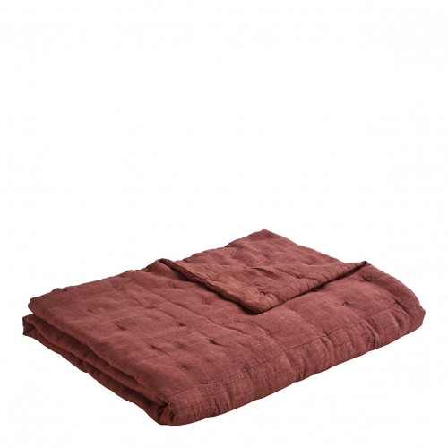 CHLOÉ Bedspread in Washed Linen - 230 x 180 cm - Terracotta