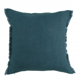 Housse de coussin CHLOÉ en lin lavé - Pétrole - 50 x 50 cm