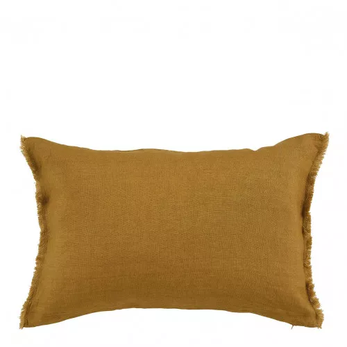 Housse de coussin CHLOÉ en lin lavé - Safran - 60 x 40 cm