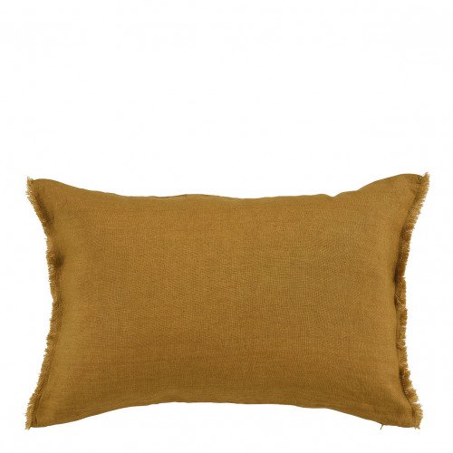 Housse de coussin CHLOÉ en lin lavé - Safran - 60 x 40 cm