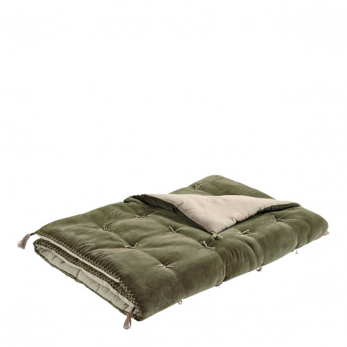 Futon MATTÉO en velours de coton et lin - 180 x 80 cm - Kaki