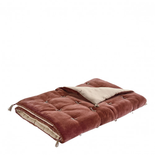 MATTÉO futon in cotton velvet and linen - 180 x 80 cm - Terracotta