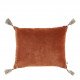 Housse de coussin MATTÉO en velours de coton et lin - Orange brûlé - 30 x 40 cm