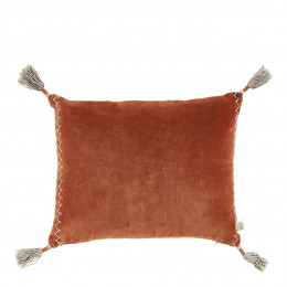 MATTÉO cushion cover in cotton velvet and linen - Burnt orange - 30 x 40 cm
