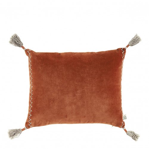 Housse de coussin MATTÉO en velours de coton et lin - Orange brûlé - 30 x 40 cm