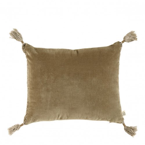 Housse de coussin MATTÉO en velours de coton et lin - Taupe - 30 x 40 cm