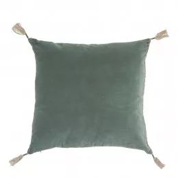 Housse de coussin MATTÉO en velours de coton et lin - Céladon - 50 x 50 cm