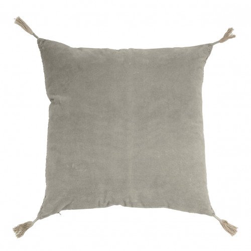 Housse de coussin MATTÉO en velours de coton et lin - Gris - 50 x 50 cm