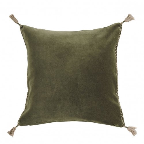 Housse de coussin MATTÉO en velours de coton et lin - Kaki - 50 x 50 cm Housse de coussin MATTÉO en velours de coton et lin - Kaki - 50 x 50 cm