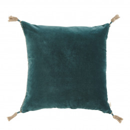 Housse de coussin MATTÉO en velours de coton et lin - Pétrole - 50 x 50 cm