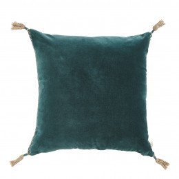 Housse de coussin MATTÉO en velours de coton et lin - Pétrole - 50 x 50 cm