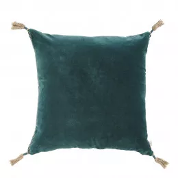 Housse de coussin MATTÉO en velours de coton et lin - Pétrole - 50 x 50 cm