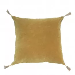 Housse de coussin MATTEO en velours de coton et lin - Safran - 50 x 50 cm