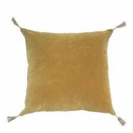 Housse de coussin MATTEO en velours de coton et lin - Safran - 50 x 50 cm