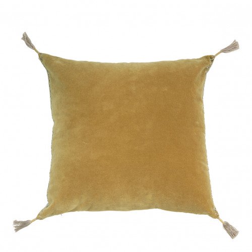 Housse de coussin MATTÉO en velours de coton et lin - Safran - 50 x 50 cm