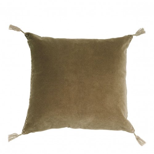 Housse de coussin MATTÉO en velours de coton et lin - Taupe - 50 x 50 cm