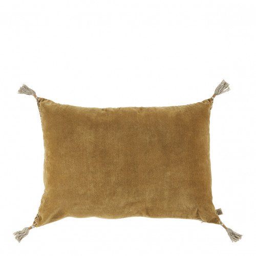Housse de coussin MATTÉO en velours de coton et lin - Bronze - 60 x 40 cm