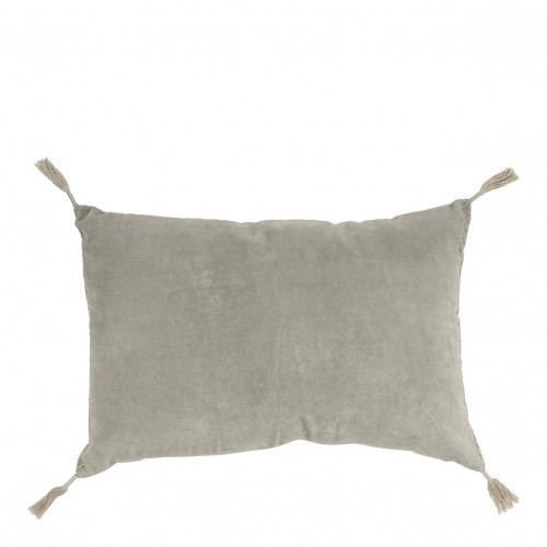 MATTÉO Cushion Cover in Cotton Velvet and Linen - Gray - 60 x 40 cm