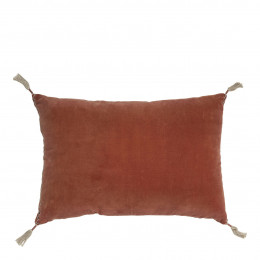 MATTÉO Cushion Cover in Cotton Velvet and Linen - Burnt Orange - 60 x 40 cm