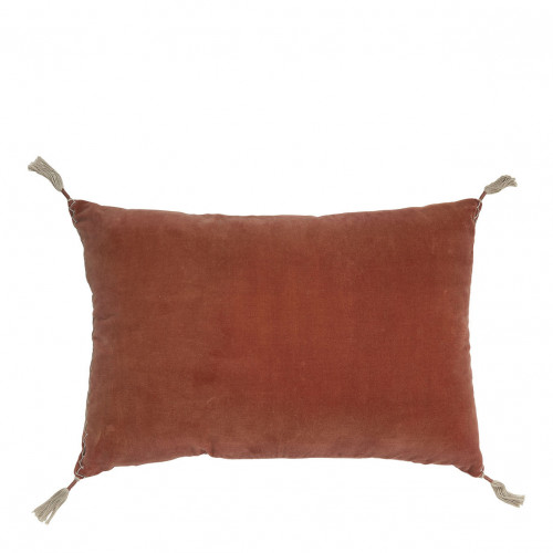 Housse de coussin MATTÉO en velours de coton et lin - Orange brûlé - 60 x 40 cm