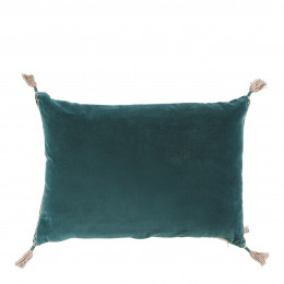 Housse de coussin MATTEO en velours de coton et lin - Pétrole - 60 x 40 cm