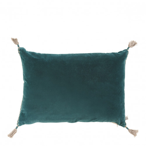 Housse de coussin MATTÉO en velours de coton et lin - Pétrole - 60 x 40 cm