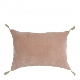 Housse de coussin MATTEO en velours de coton et lin - Rose - 60 x 40 cm