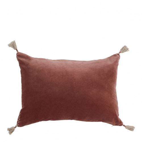 MATTÉO cushion cover in cotton velvet and linen - Terracotta - 60 x 40 cm