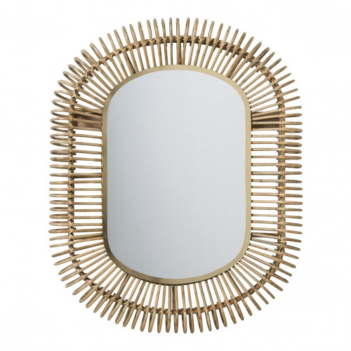 Miroir SALOME ovale en rotin et métal - Grand modèle - H. 105 cm
