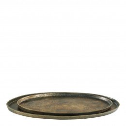 Set de 2 plateaux AKIRA en métal finition bronze