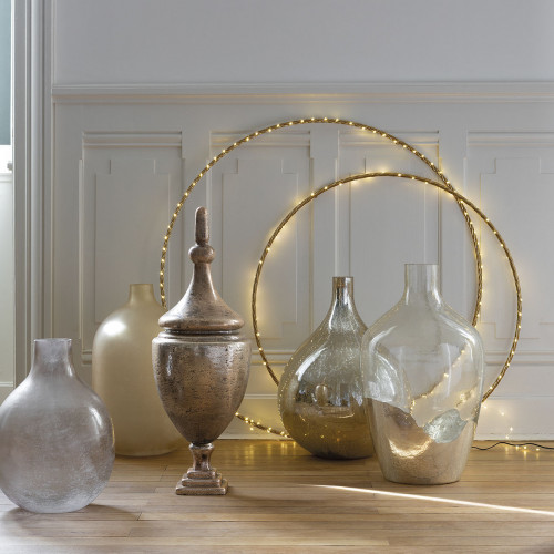 DAPHNÉ Jar Pot in Mercury Glass with Antique Silver Finish