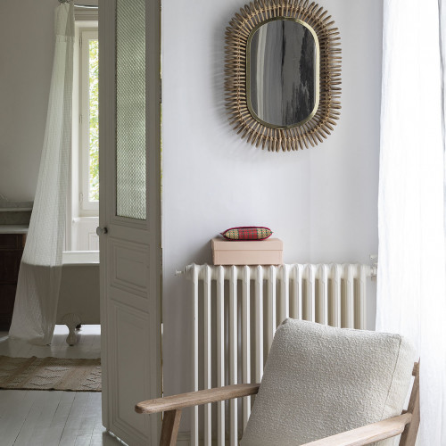 Miroir SALOMÉ ovale en rotin et métal - Grand modèle - H. 105 cm