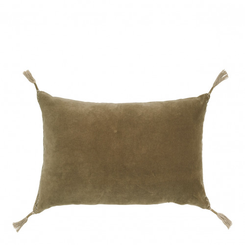MATTÉO Cushion Cover in Cotton Velvet and Linen - Taupe - 60 x 40 cm