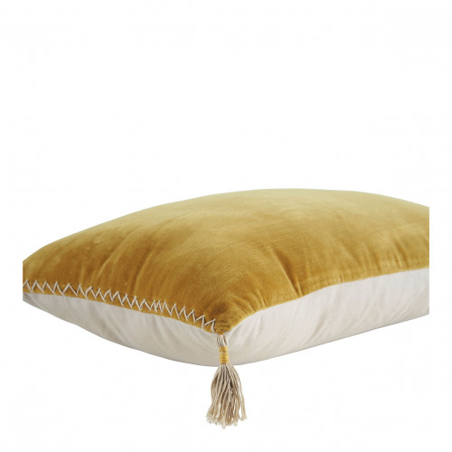 Housse de coussin MATTÉO en velours de coton et lin - Safran - 60 x 40 cm